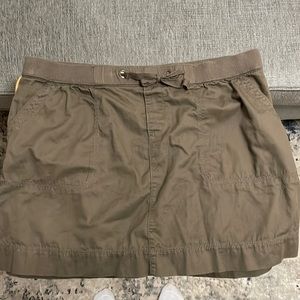 Olive green color cotton mini skirt